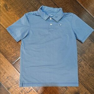 Vineyard Vines Navy and White Striped Polo